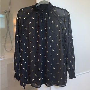 CAbi blouse floral and black. EUC! Size S